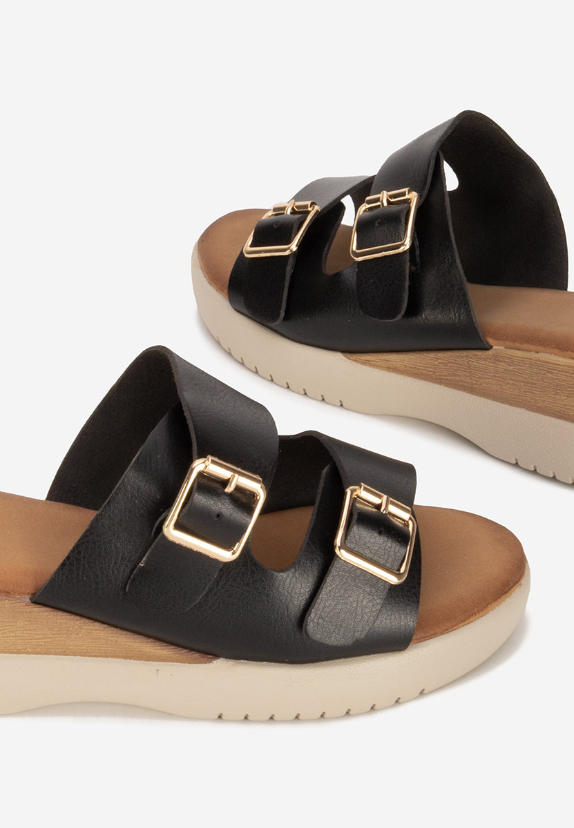 Mules à plateforme noirs Hortensia