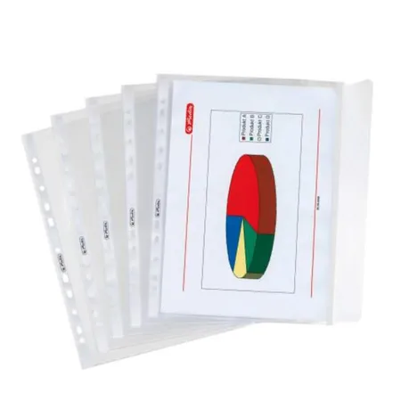 Herlitz Prospekthülle A4 genarbt oben und seitlich offen 10er Packung