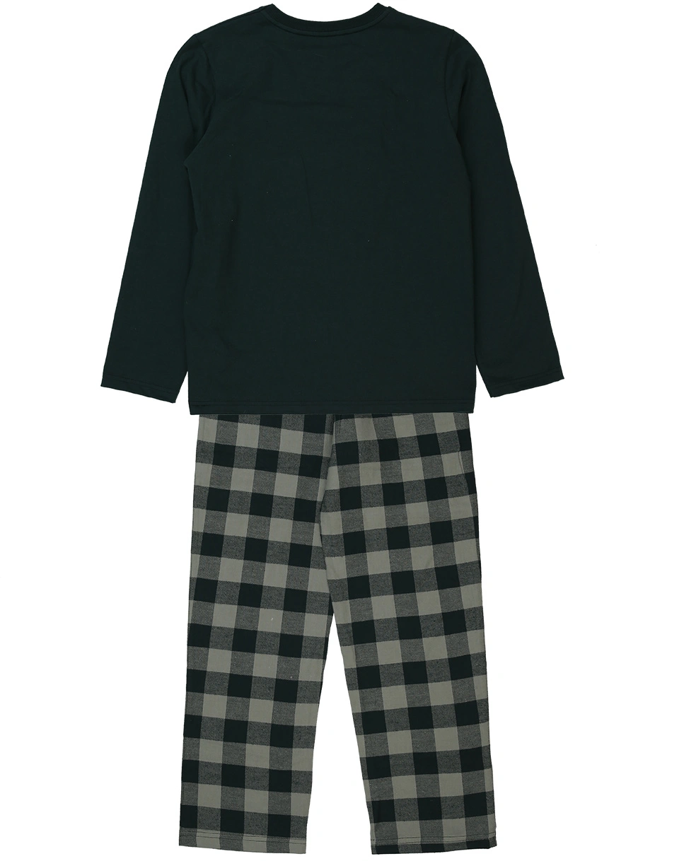 Schlafanzug lang COZY kariert in dark spruce