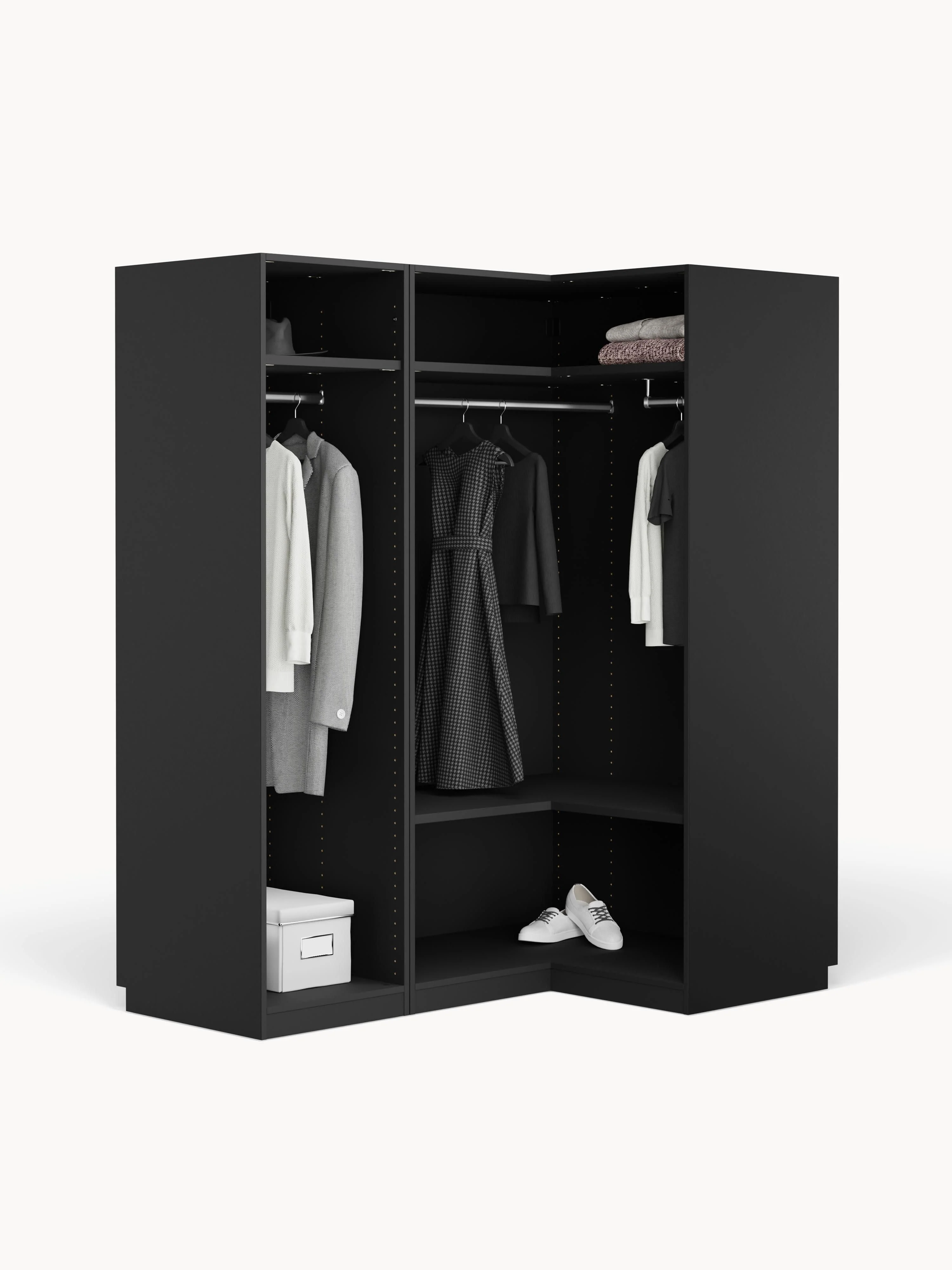 Modulaire hoekkast Leon, 165 cm breed, diverse varianten