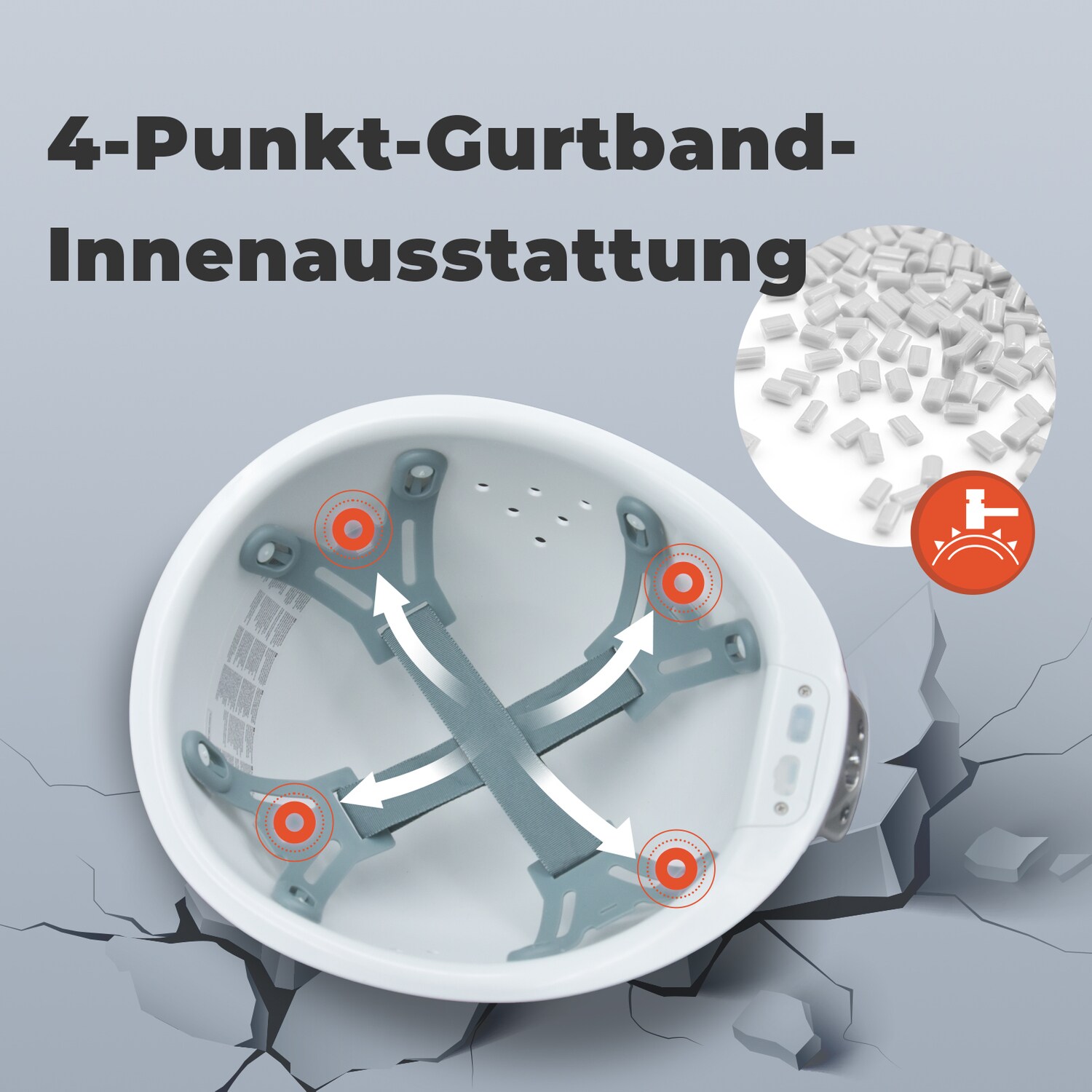 Mustbau MBU-ZC111-WHI Bauhelm,Schutzhelm,Arbeitshelm,Bauarbeiterhelm, USB-Ladegerät-Licht, 53-62cm Einstellbar