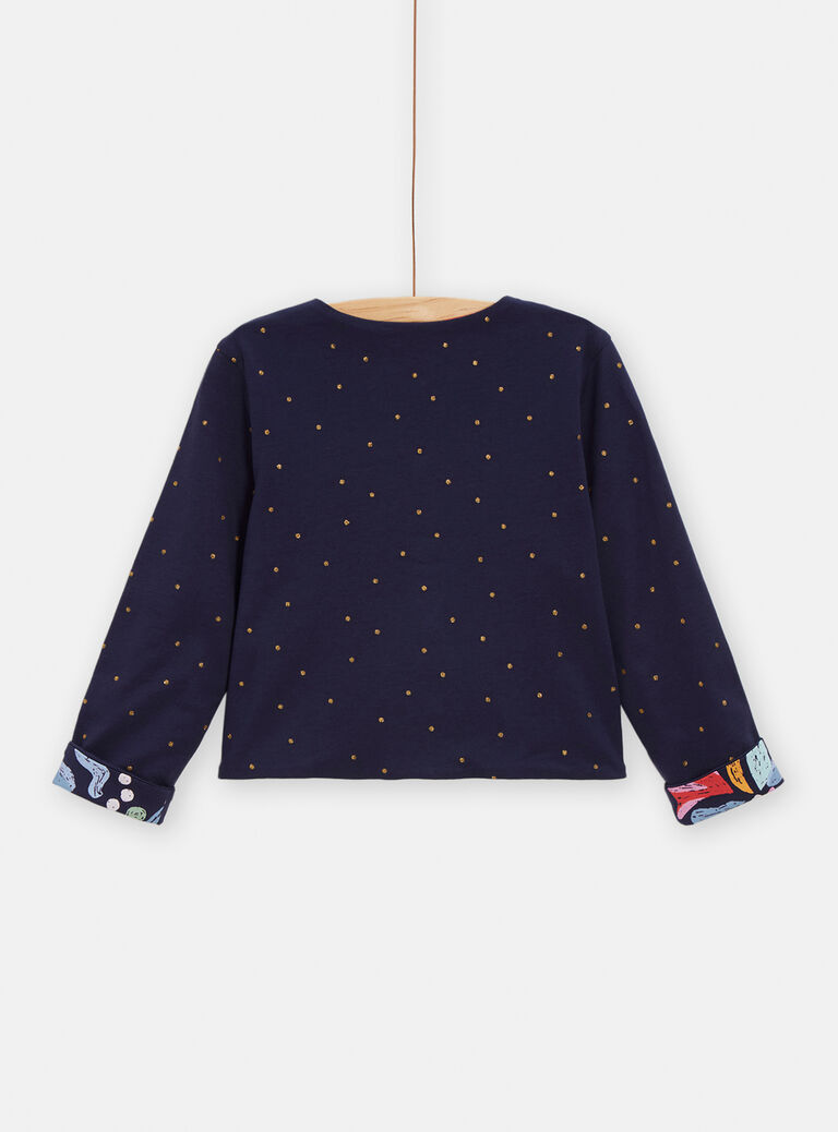 Cardigan réversible bleu foncé pour fille