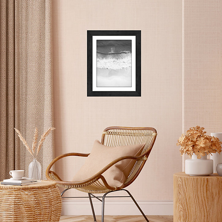 Photo encadrée adhésive Vinyl Way plage noir et blanc L.49 x l.40 cm