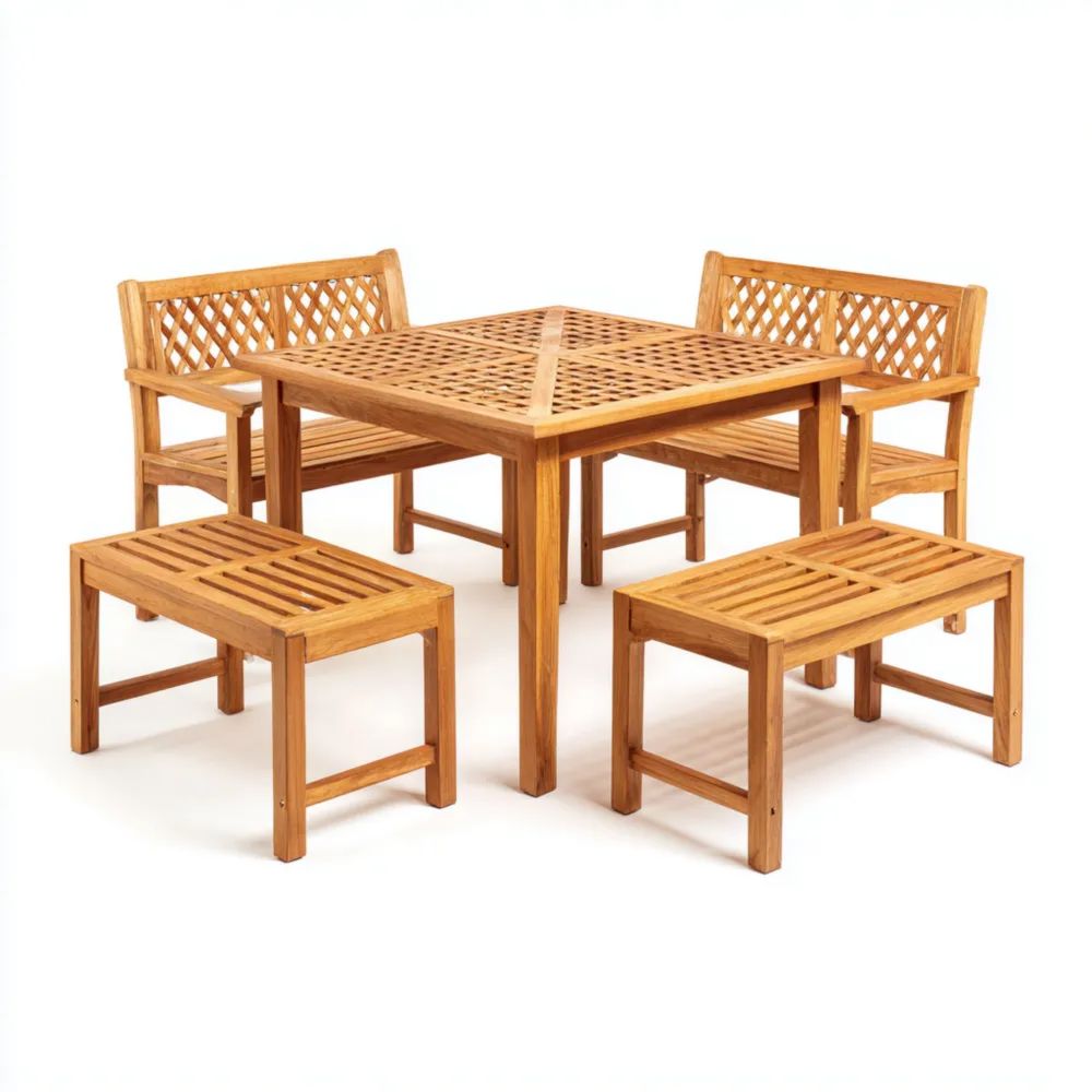 Gartentisch-Set Massivholz 100x100x75 cm – Natur – Klassisches Design
