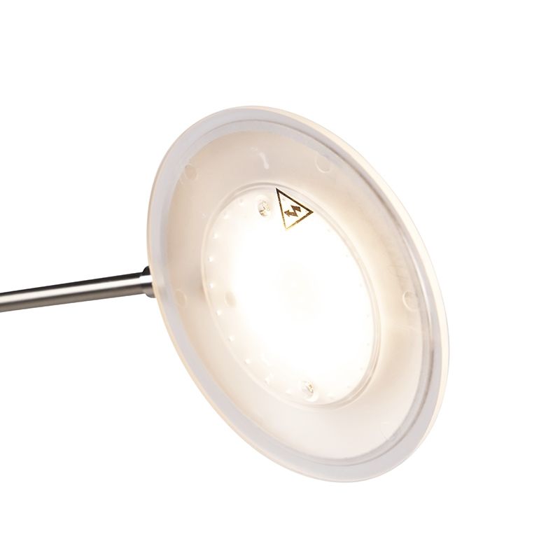 Vloerlamp staal met leesarm incl. LED en USB-poort - Sevilla