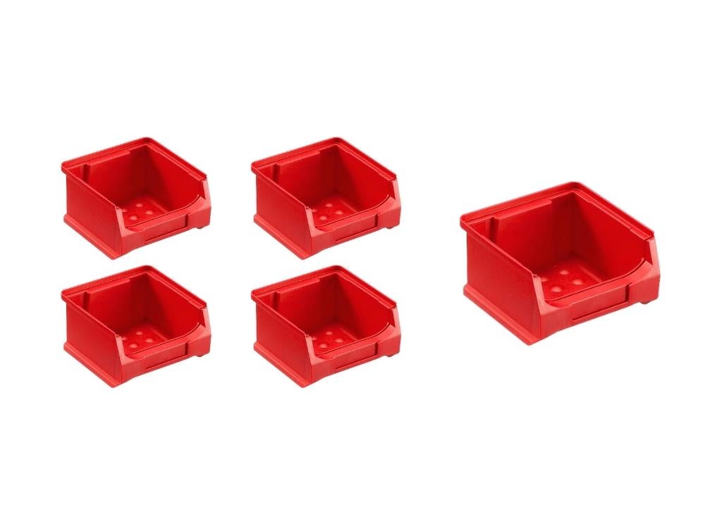 PROREGAL Value Set 5x Rode Opbergdoos 1,0 HxBxD 6 x 10 x 10 cm 0,4 Liter Opbergcontainer