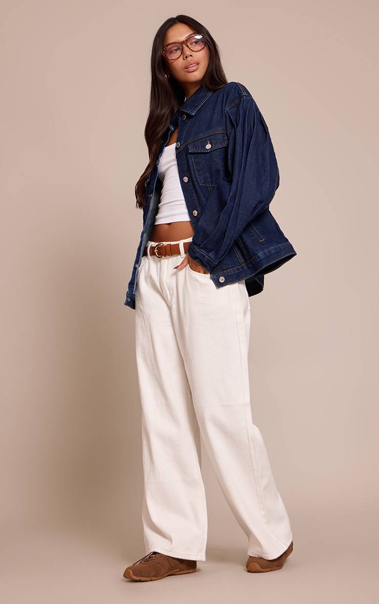 Bleu Indigo Veste En Denim Oversize À Manches Cocon