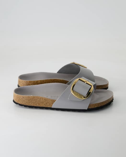 Birkenstock Madrid Big Buckle Pantoletten in Grau