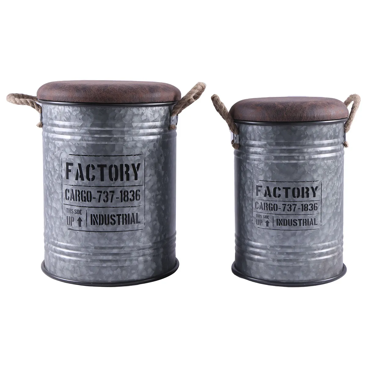 Pegane Set de 2 coffres métal marron argenté