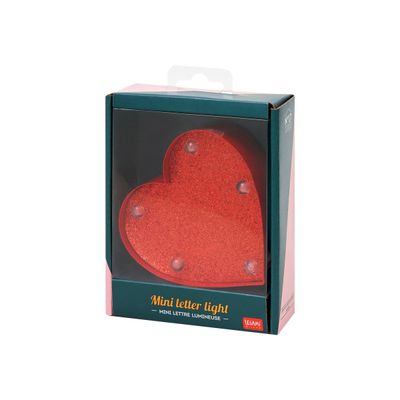 Legami - Mini lampe décorative - lumière blanche chaude - cœur rouge à paillettes