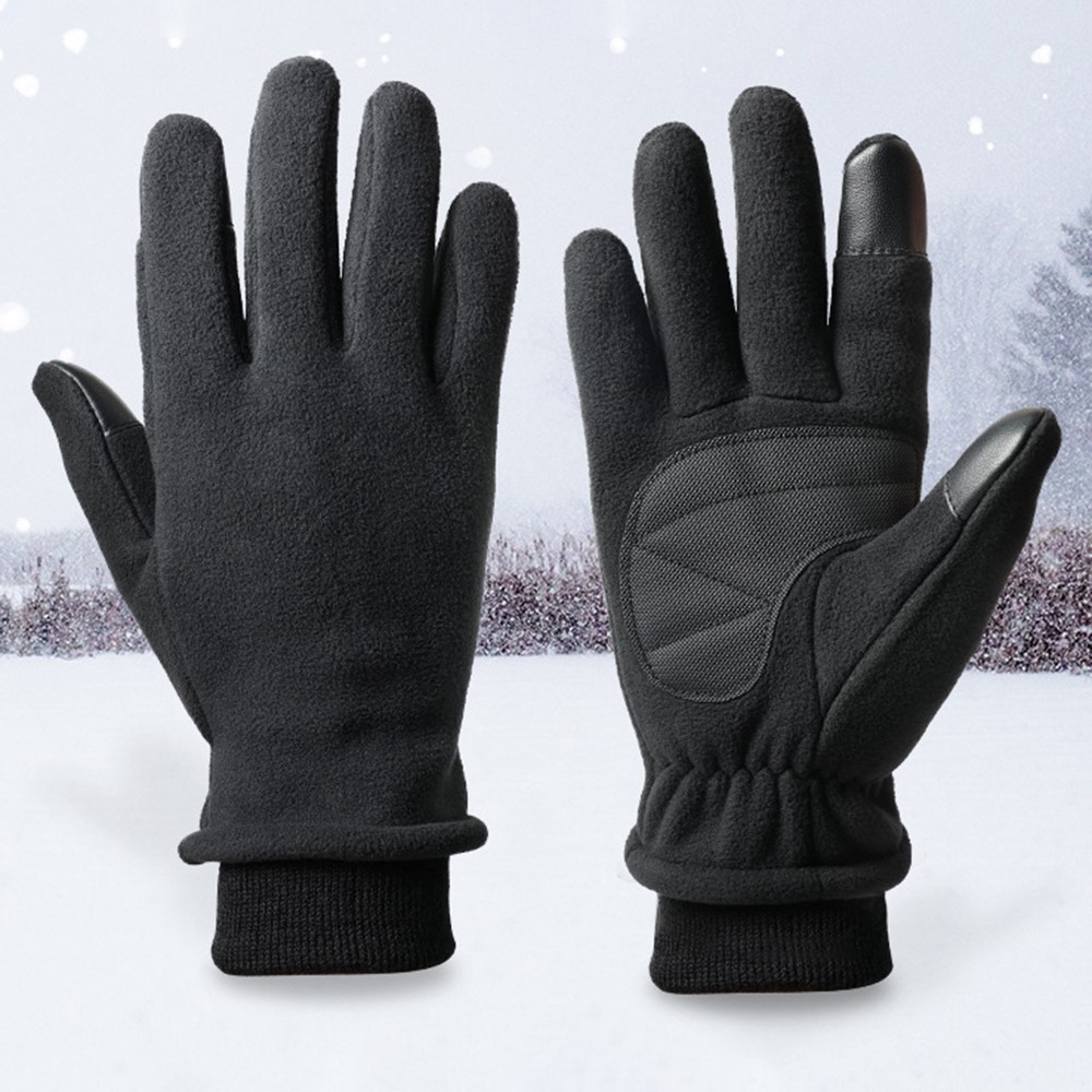 (1 Paar) Gr. M Unisex Fleece Handschuhe Kapazitive Touchscreen Handschuhe für Smartphone / Tablet - Schwarz