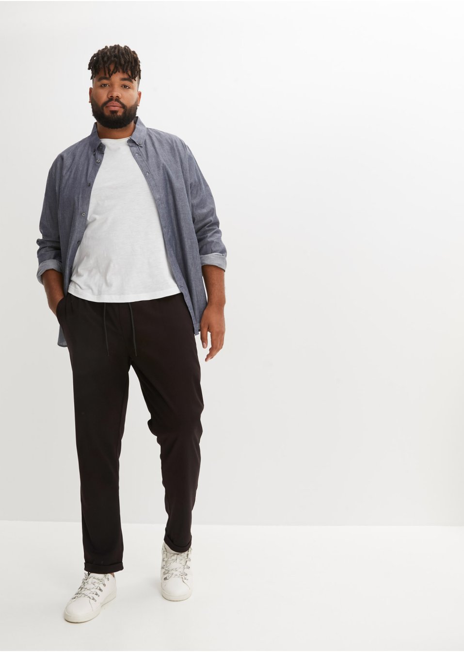 Pantalon chino taille extensible Slim Fit, longueur raccourcie, Tapered