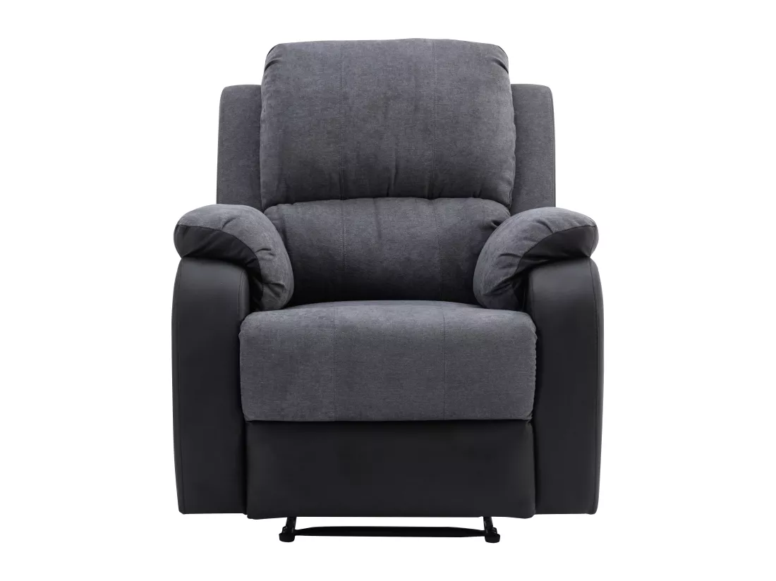 Fauteuil relax en microfibre et simili gris et noir BRODY