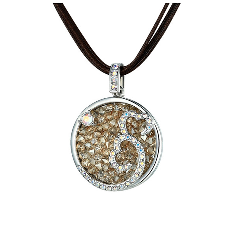 Collier Coeurs orné de cristal de Swarovski Champagne et Plaqué Rhodium