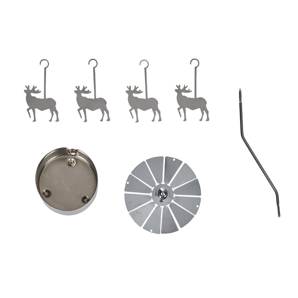 Photophore caroussel renne de Noël gris argenté
