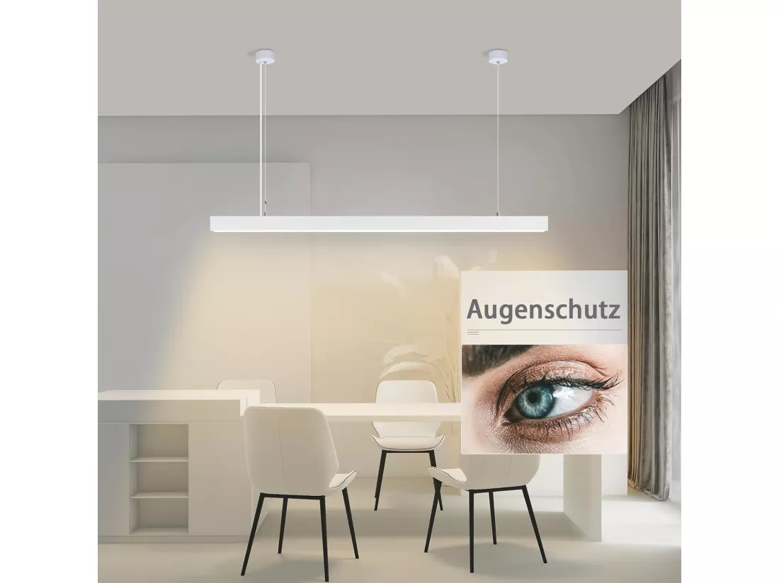 NETTLIFE Suspension LED Noir Diam.107CM Moderne 32W Dimmable Aluminium Hauteur Réglable avec Télécommande Long Linéaire pour Salle à Manger Bureau