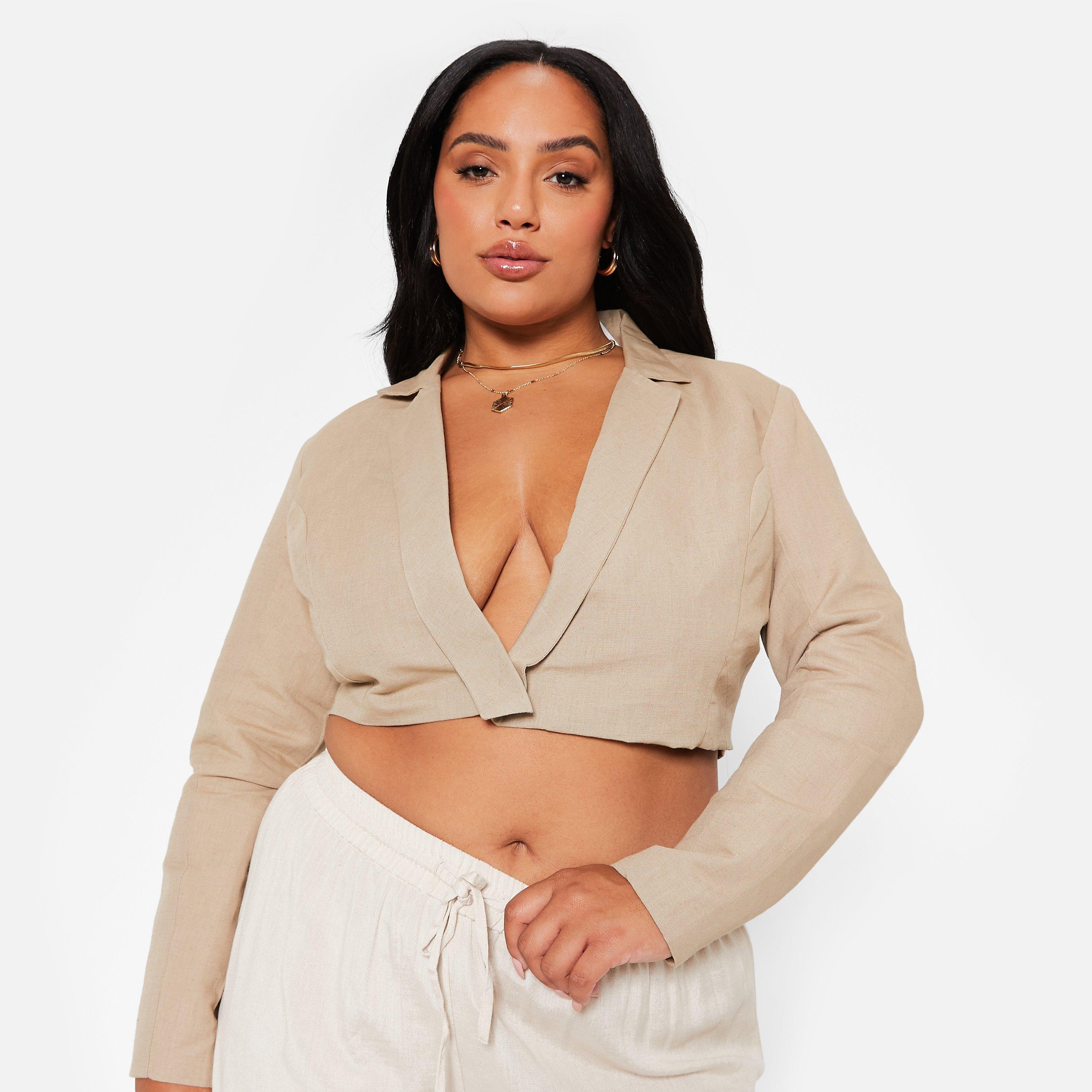I Saw It First ISAWITFIRST Linen Blend Cropped Blazer Co Ord