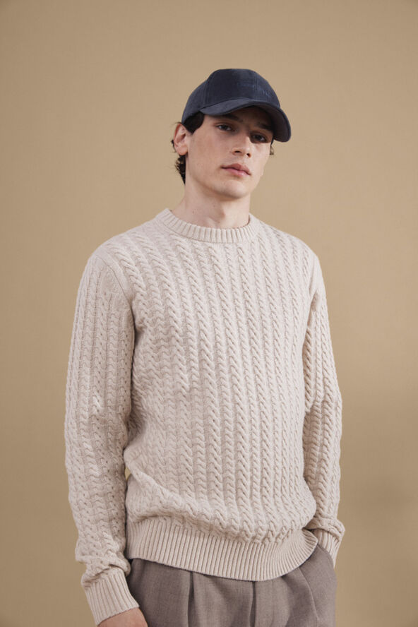 Casual Friday CFKARL cable wool mix knit Light sand