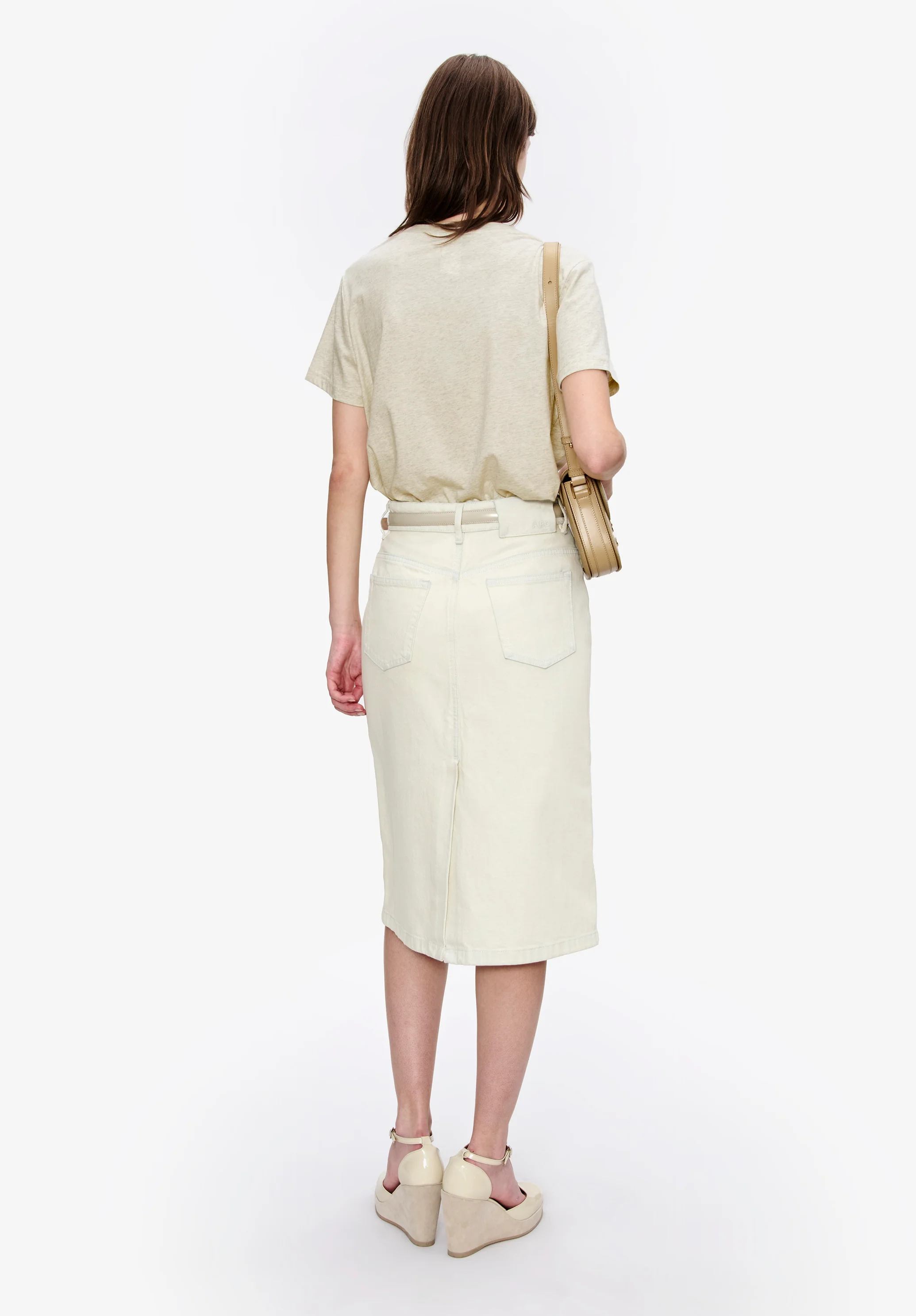 t-shirt standard item GOTS - Ecru chine / marron