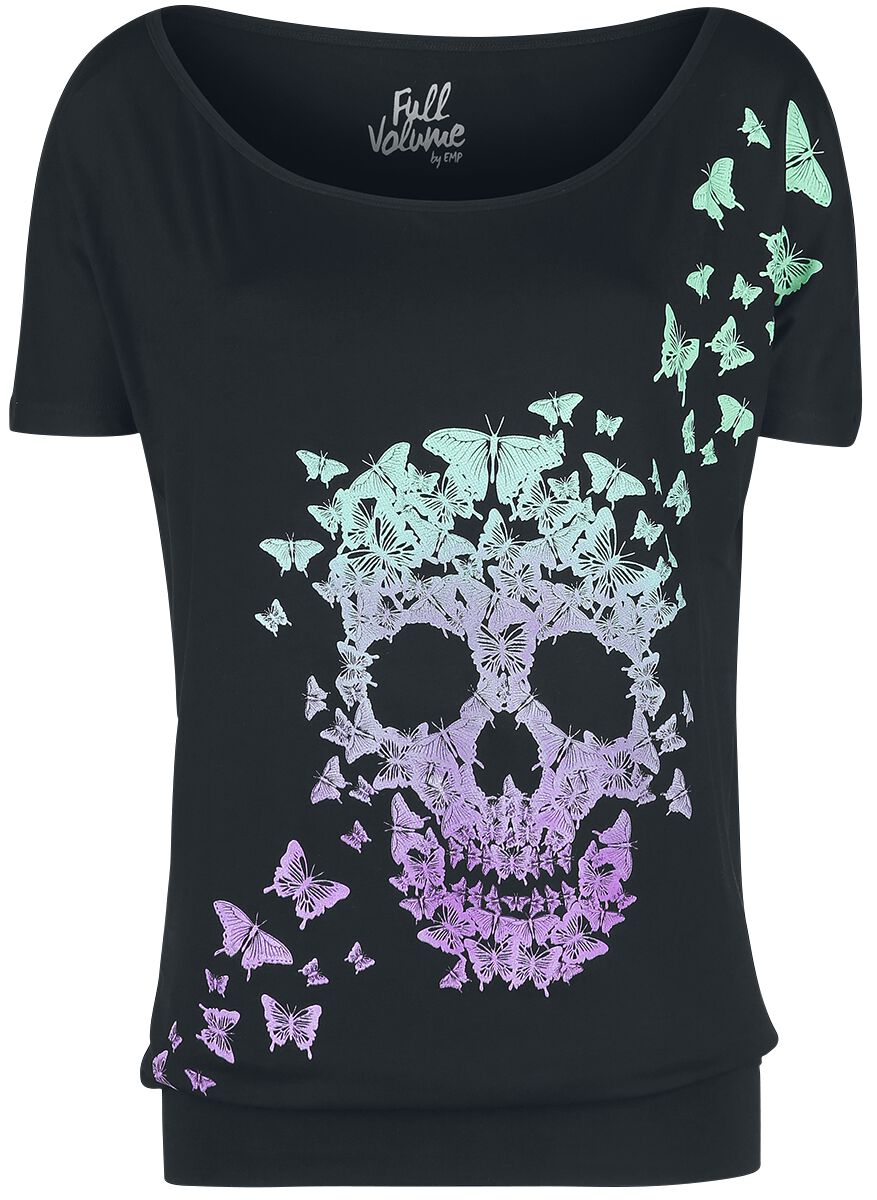 T-Shirt Noir Col Bateau & Imprimé | Full Volume by EMP T-Shirt Manches courtes