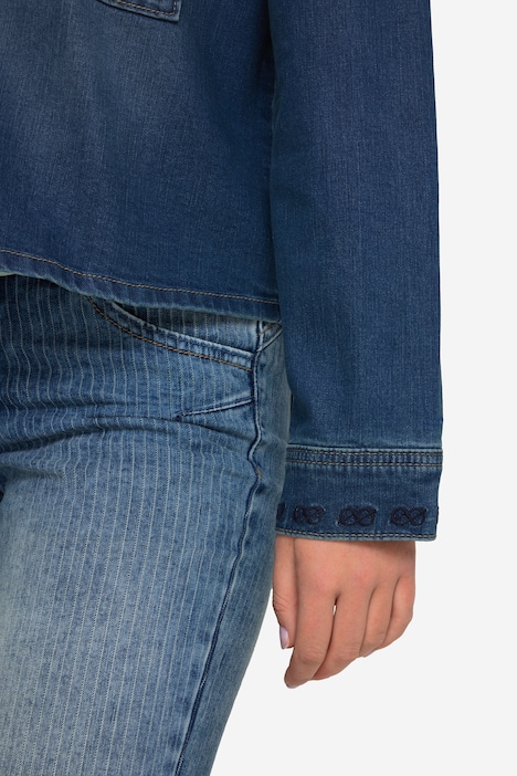 Jeansjacke, oversized, Stickerei, mit recyceltem Polyester