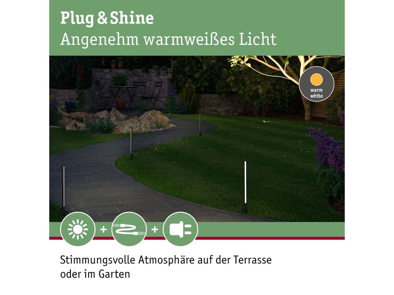 Paulmann Sockelleuchte Plug & Shine Poller 3000 K Stabartige Pollerleuchte