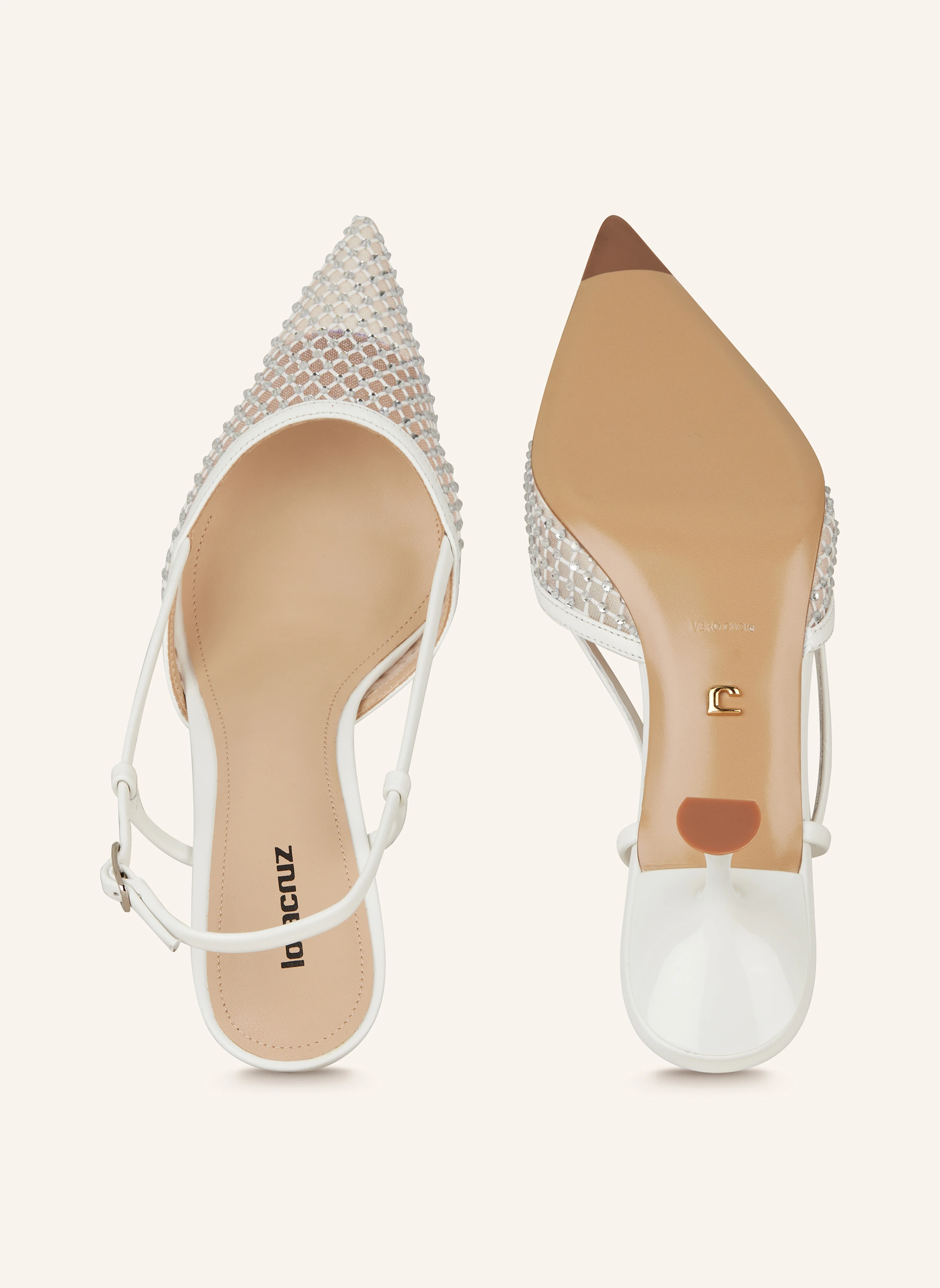 Lola Cruz Slingpumps mit Schmucksteinen