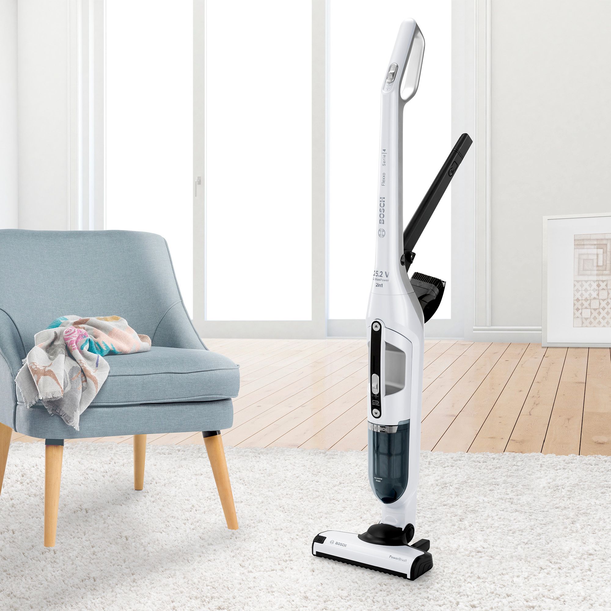 Aspirador de pó sem fio Flexxo Série 4, 25,2 V, branco, BBH32551