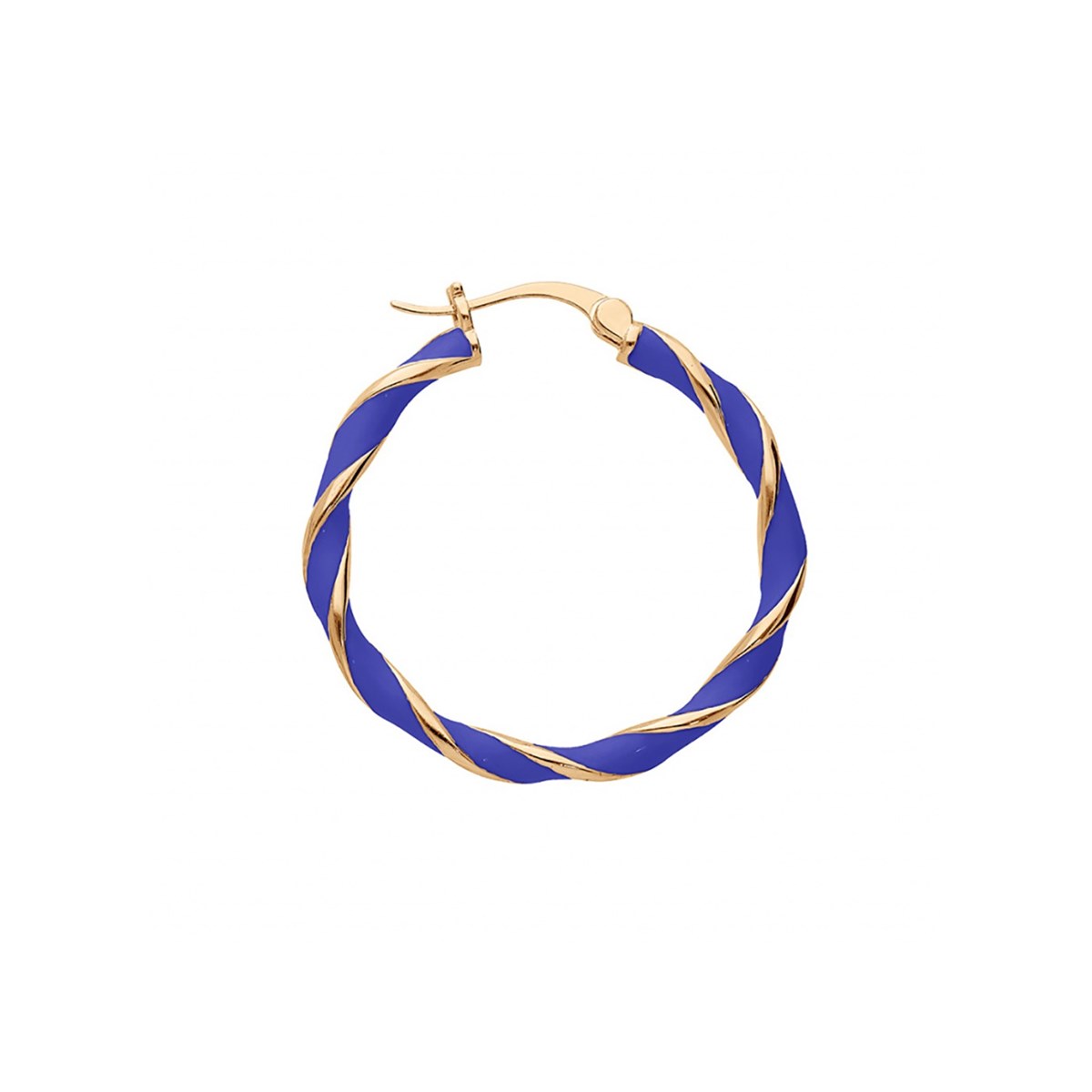 Créoles torsades résine bleue - Plaqué or