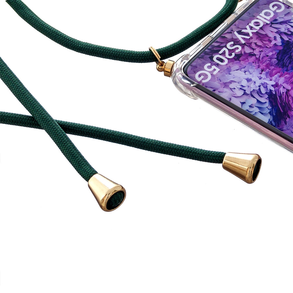 Samsung Galaxy S20 / S20 5G Necklace Gummi Hülle Air Cushion Fallschutz   Handykette (150cm) - Grün / Gold