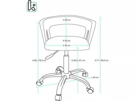 Chaise bureau roulettes accoudoir assise rembourée hauteur réglable pivotant AYA (blanc-bleu)
