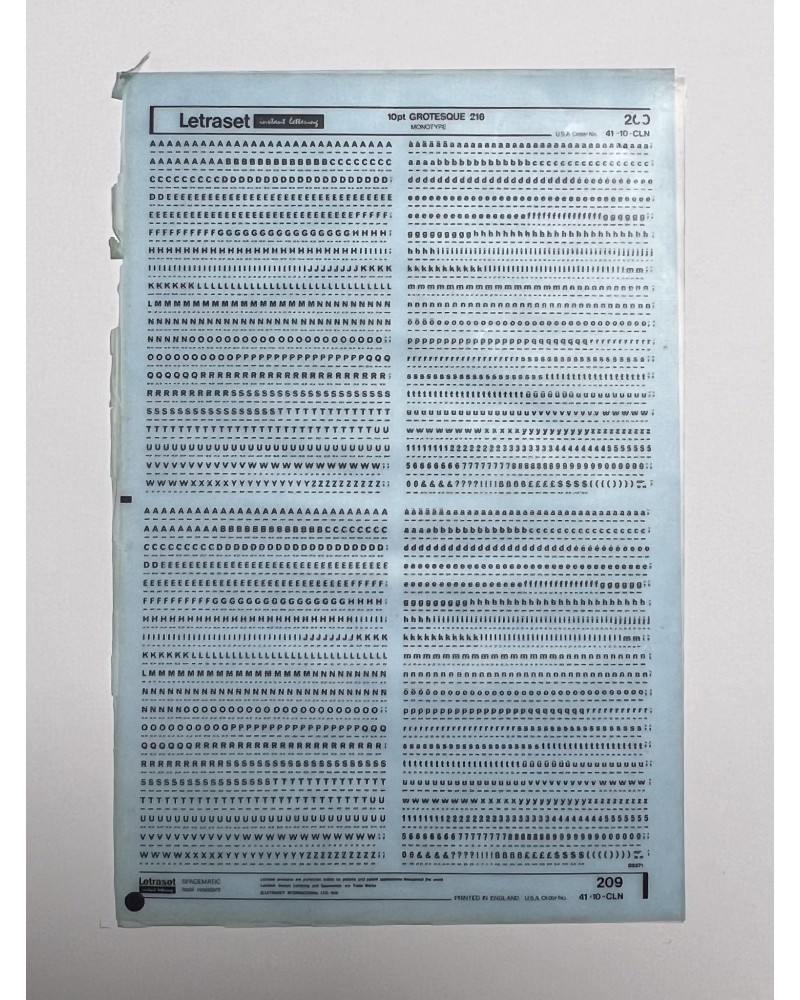 Letraset 209 - Grotesque 216 10pt
