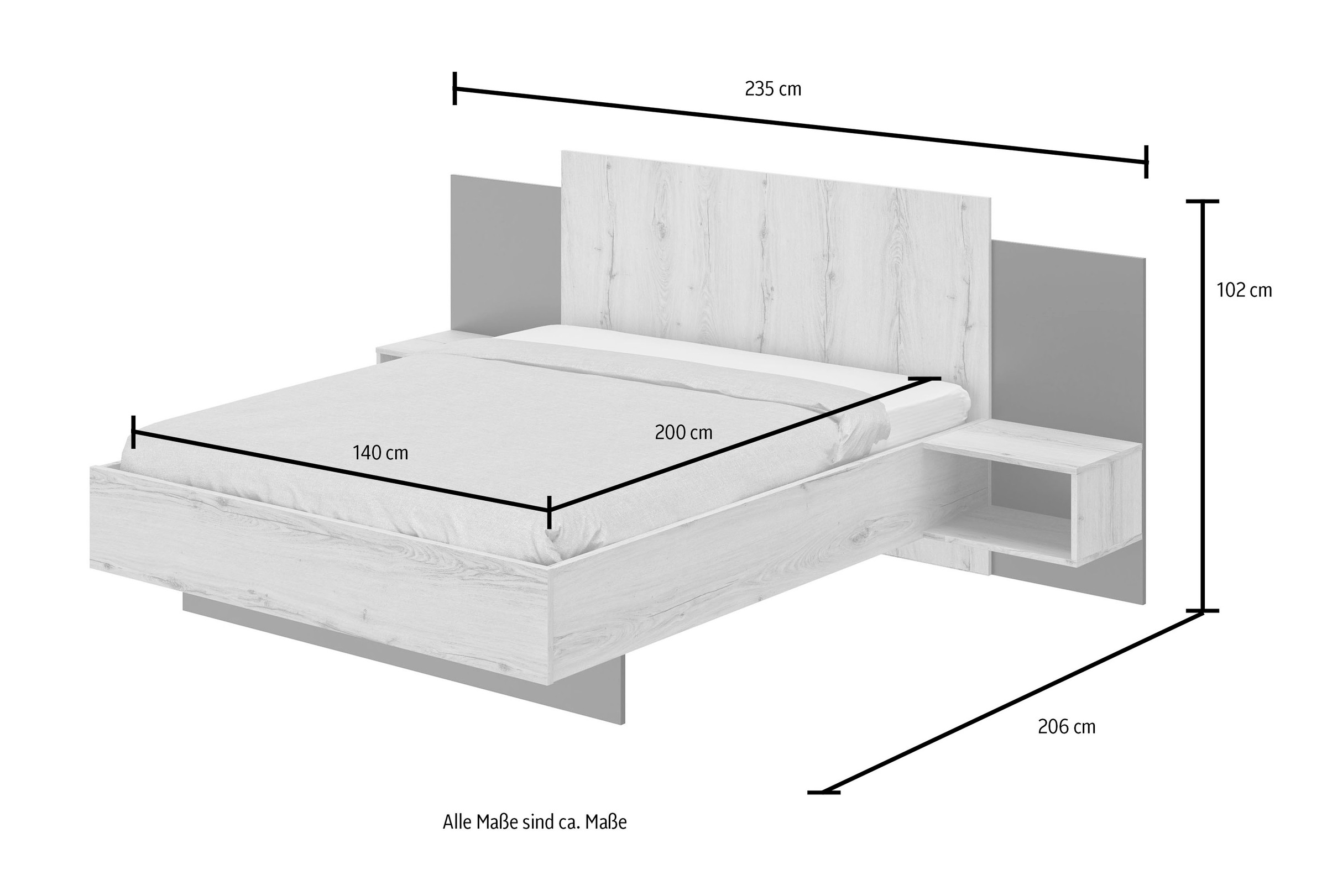 Gami Bett »Mimizan« mit 2 Nachttischen