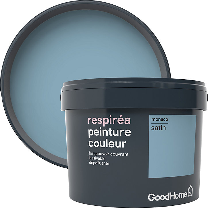 Peinture GoodHome Respiréa bleu Monaco satin 2,5L
