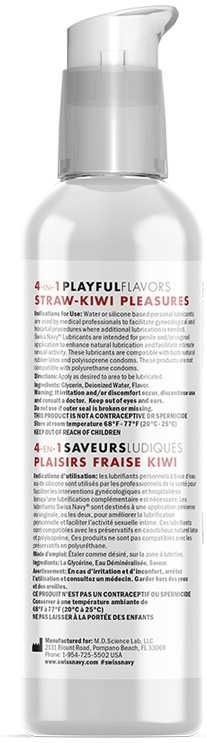 Swiss Navy - 4 in 1 Playful Flavors - Likbaar en Verwarmend Glijmiddel en Massage - Strawberry Kiwi Pleasure 118 ml