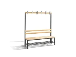 Bænk, CP Basic, 165 x 150 x 40, med skohylde/knage bøg/antracit