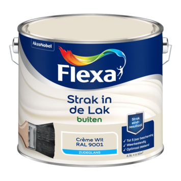 Flexa Strak in de Lak buitenlak zijdeglans RAL 9001 crème wit 2,5 liter