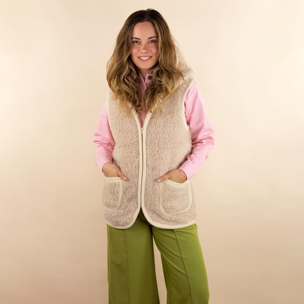 Moonrise dames wollen vest Iah bruin met capuchon
