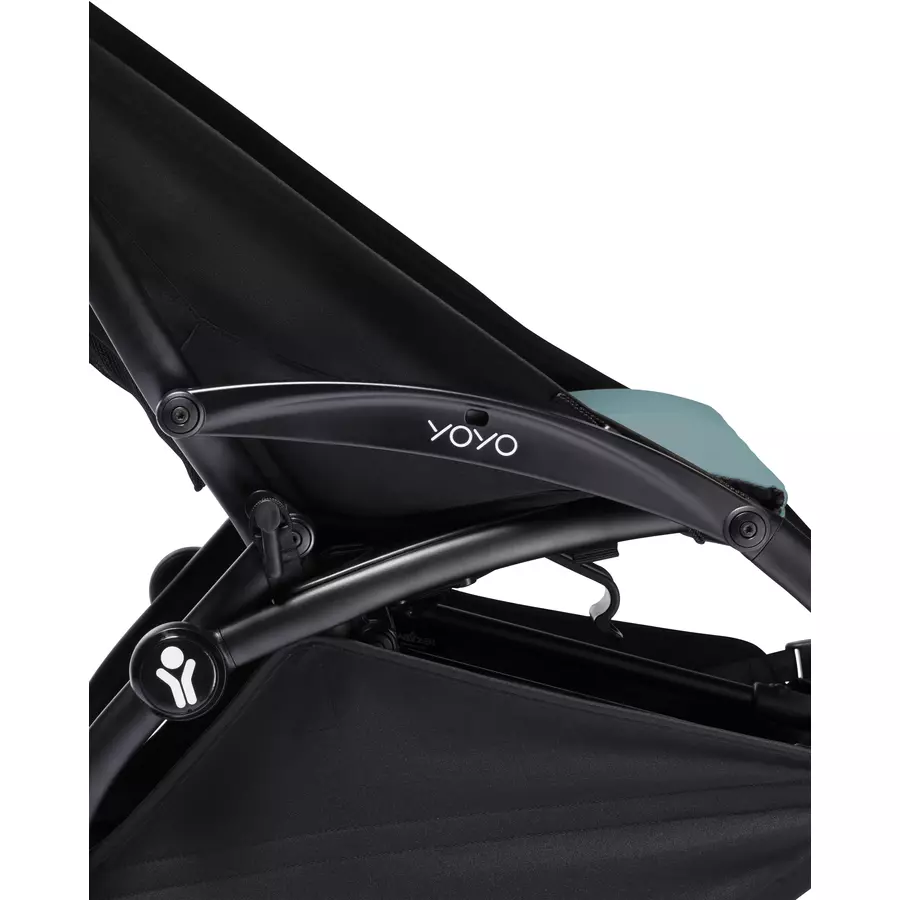 BABYZEN Kinderwagen YOYO2 0+ Black mit Neugeborenenaufsatz und Textilset Aqua