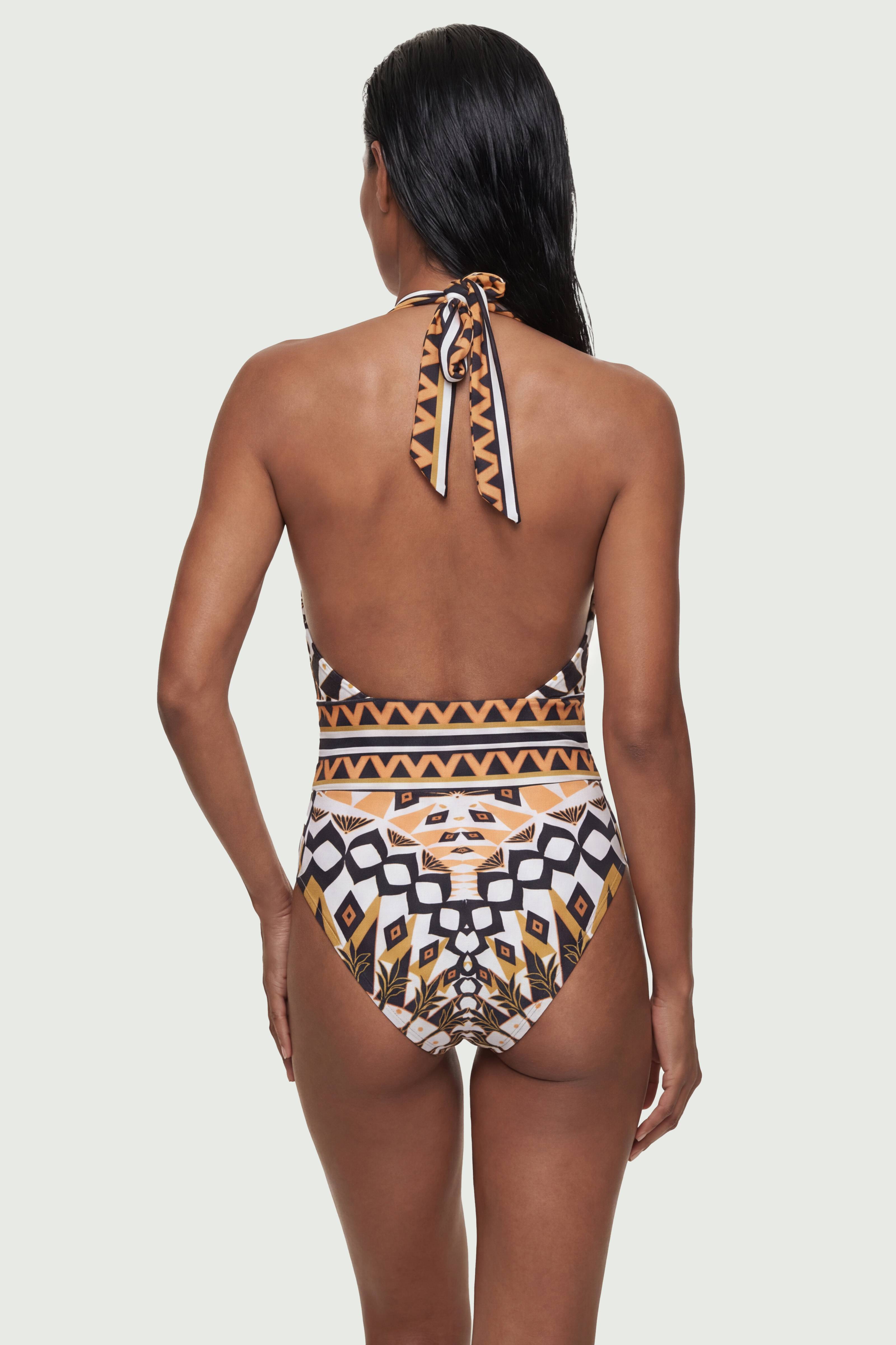 KarenMillen Maillot de Bain Décolleté à Motif Carrelage