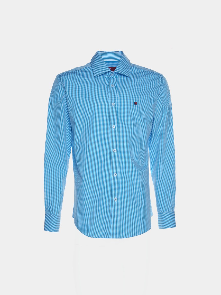 Camisa slim fit com padrão de quadrados
