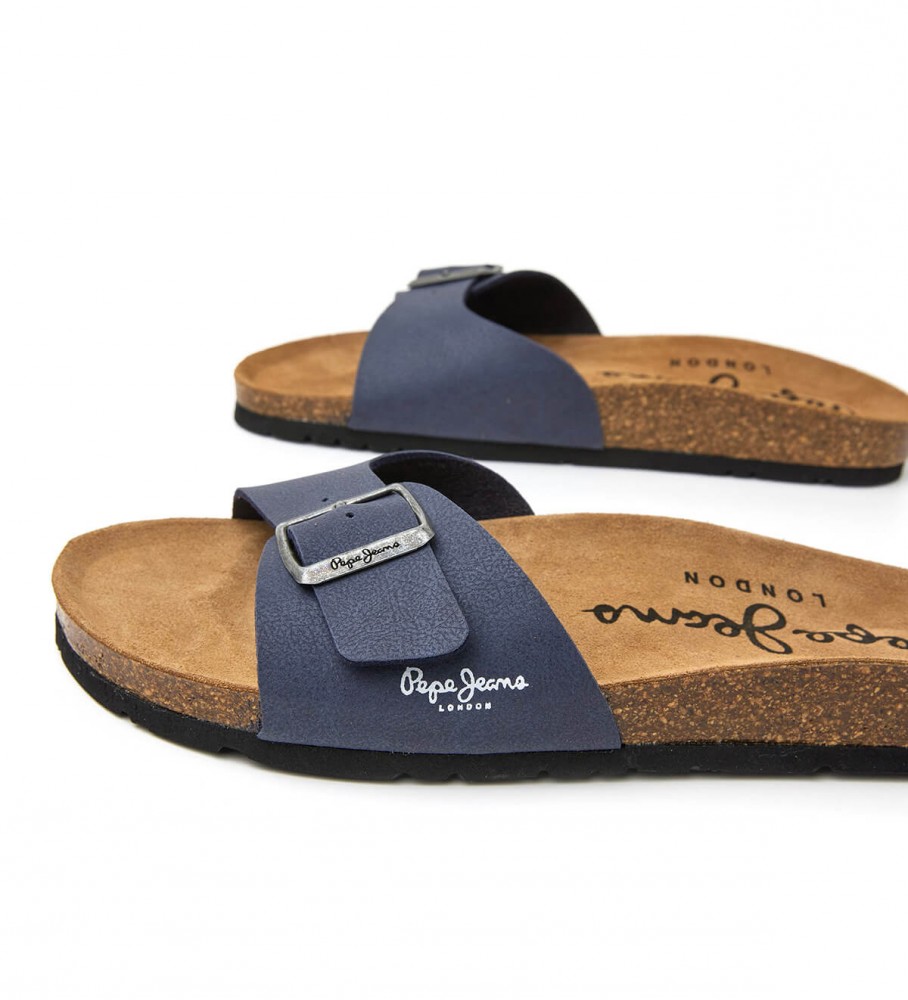 Sandálias Pepe Jeans Bio Single, cor azul marinho Chicago
