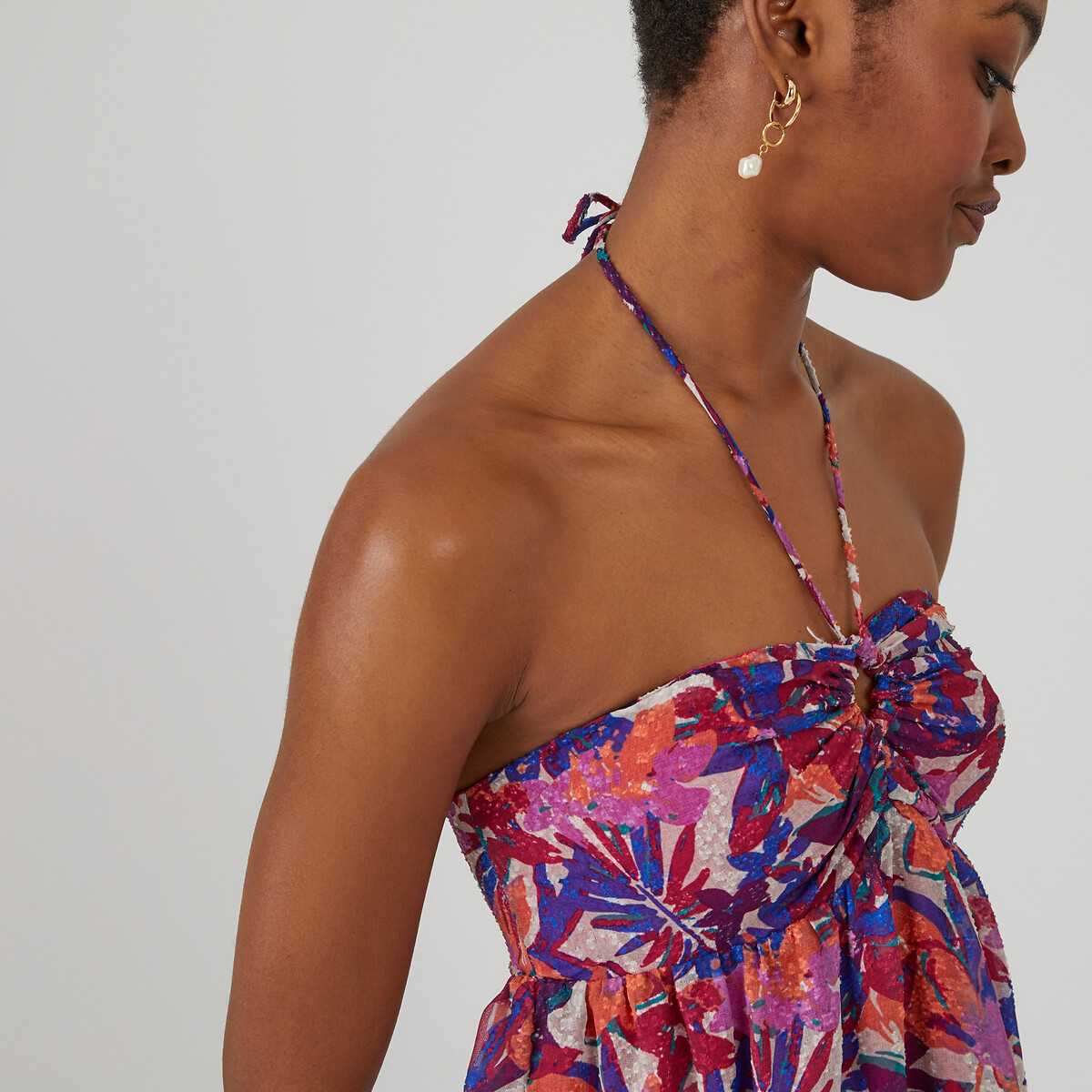 LA REDOUTE COLLECTIONS<br>Vestido longo tomara que caia, estampa floral