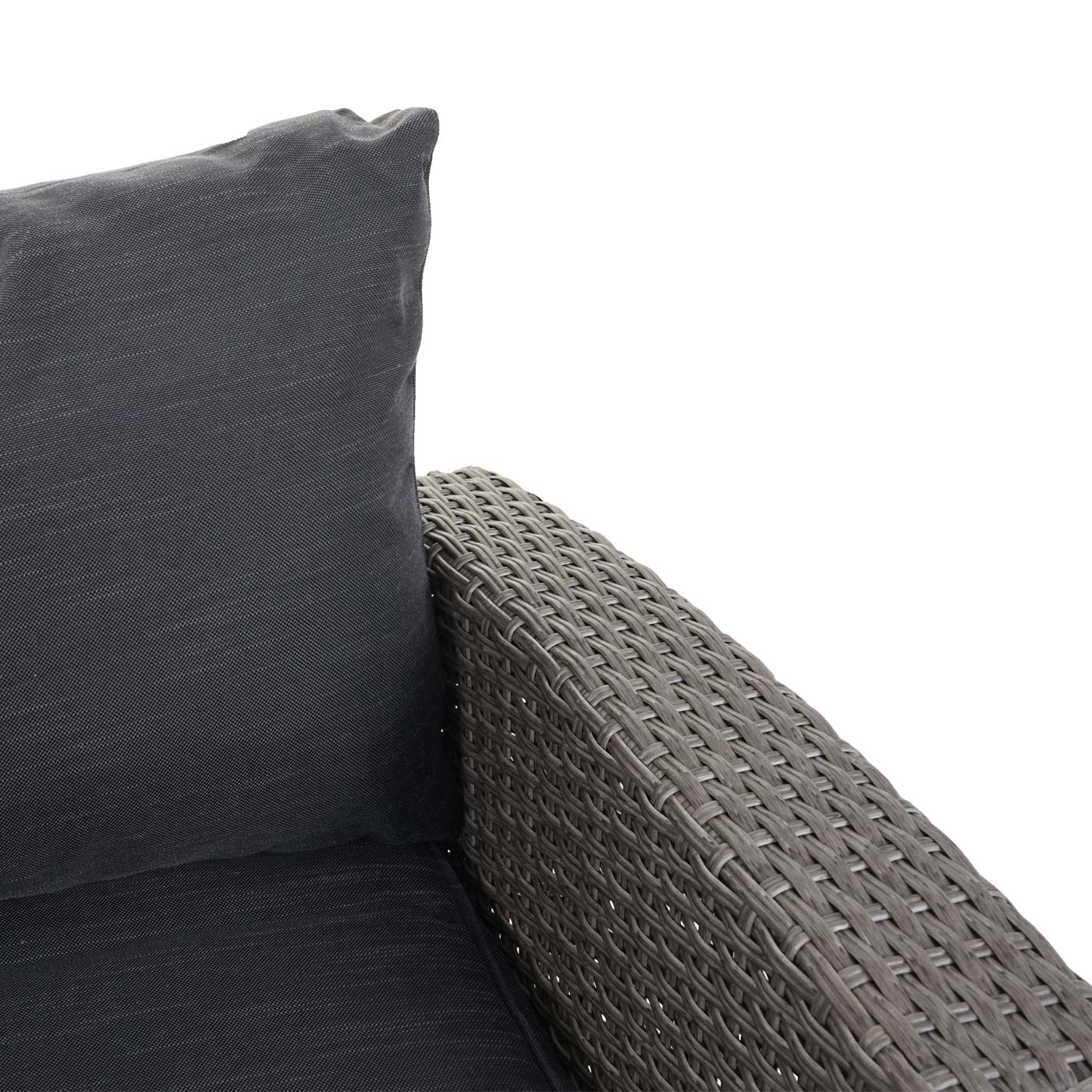 Poly Rattan Garnitur MCW-E96, Garten-/Lounge-Set Sitzgruppe, Spun Poly halbrundes Rattan ~ grau, Kissen anthrazit