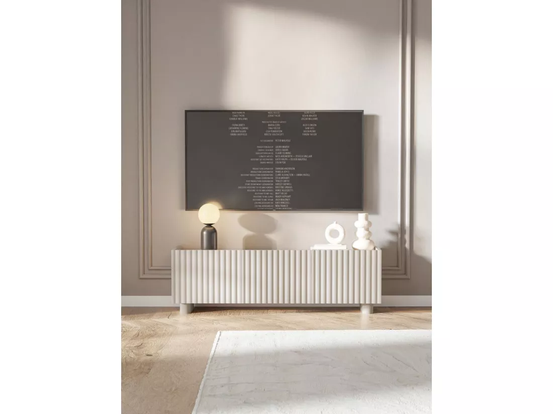 Meuble TV 3 portes - 144 cm - grège - FIORRA