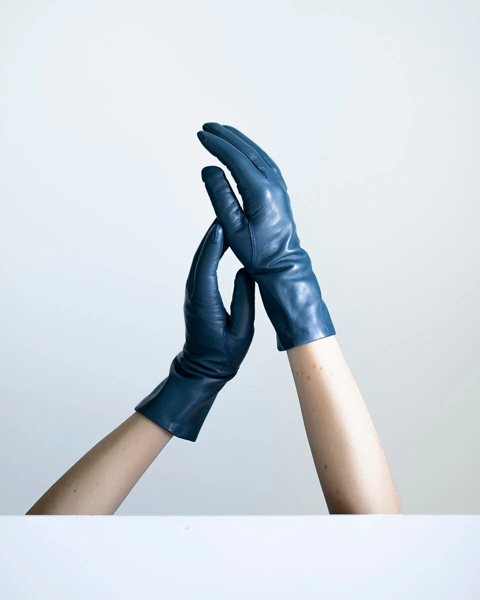 Rhanders Handsker  Full Piqué lamb skindhandsker - Denim