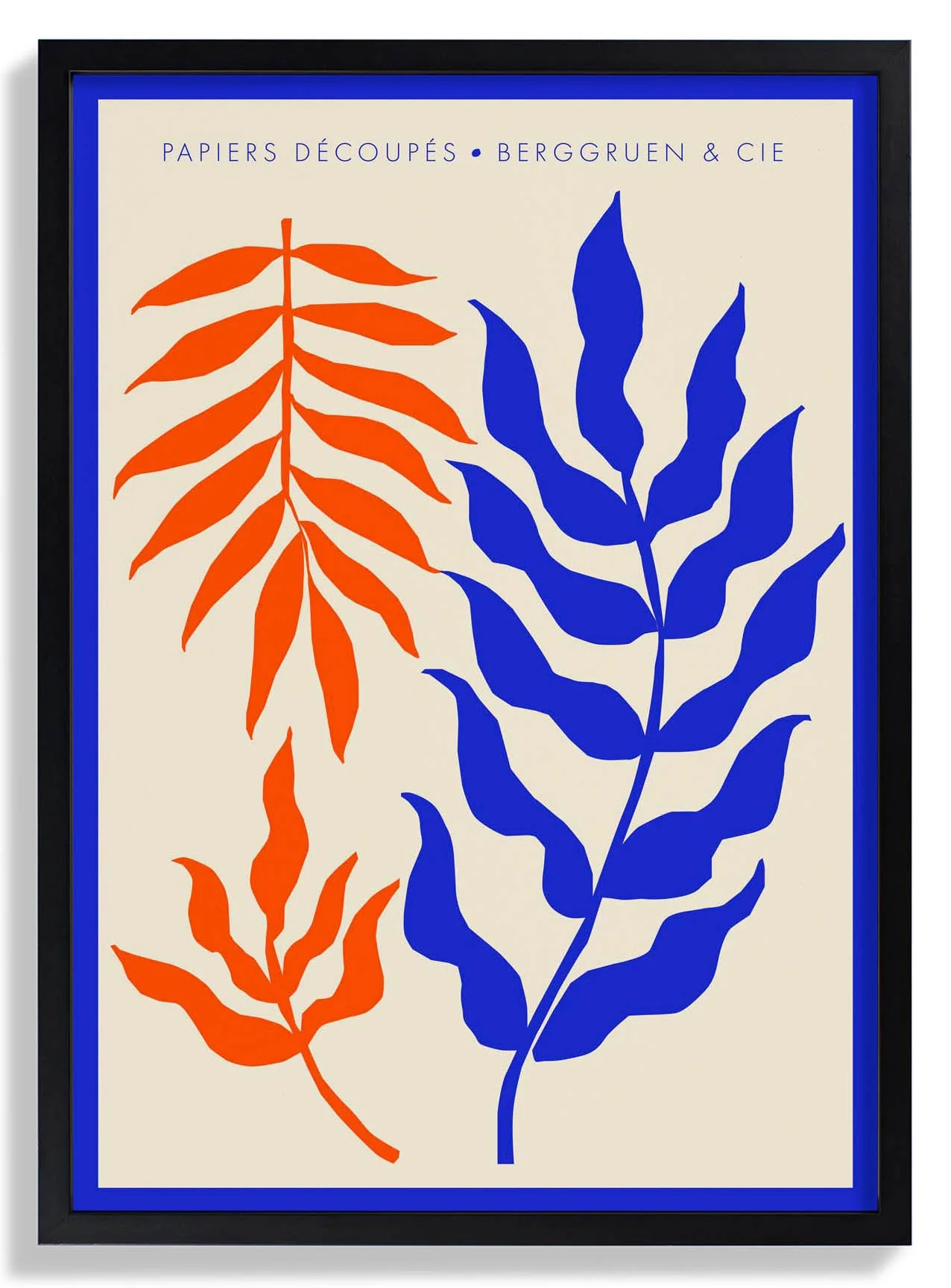 Blätter und Äste Orange Blau Papiers Découpés Kunstausstellung