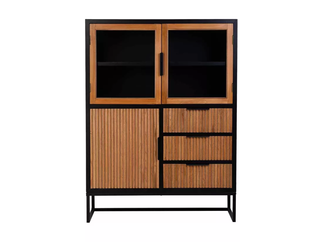 Vitrine 3 portes et 3 tiroirs, bois, 100x40x135h cm