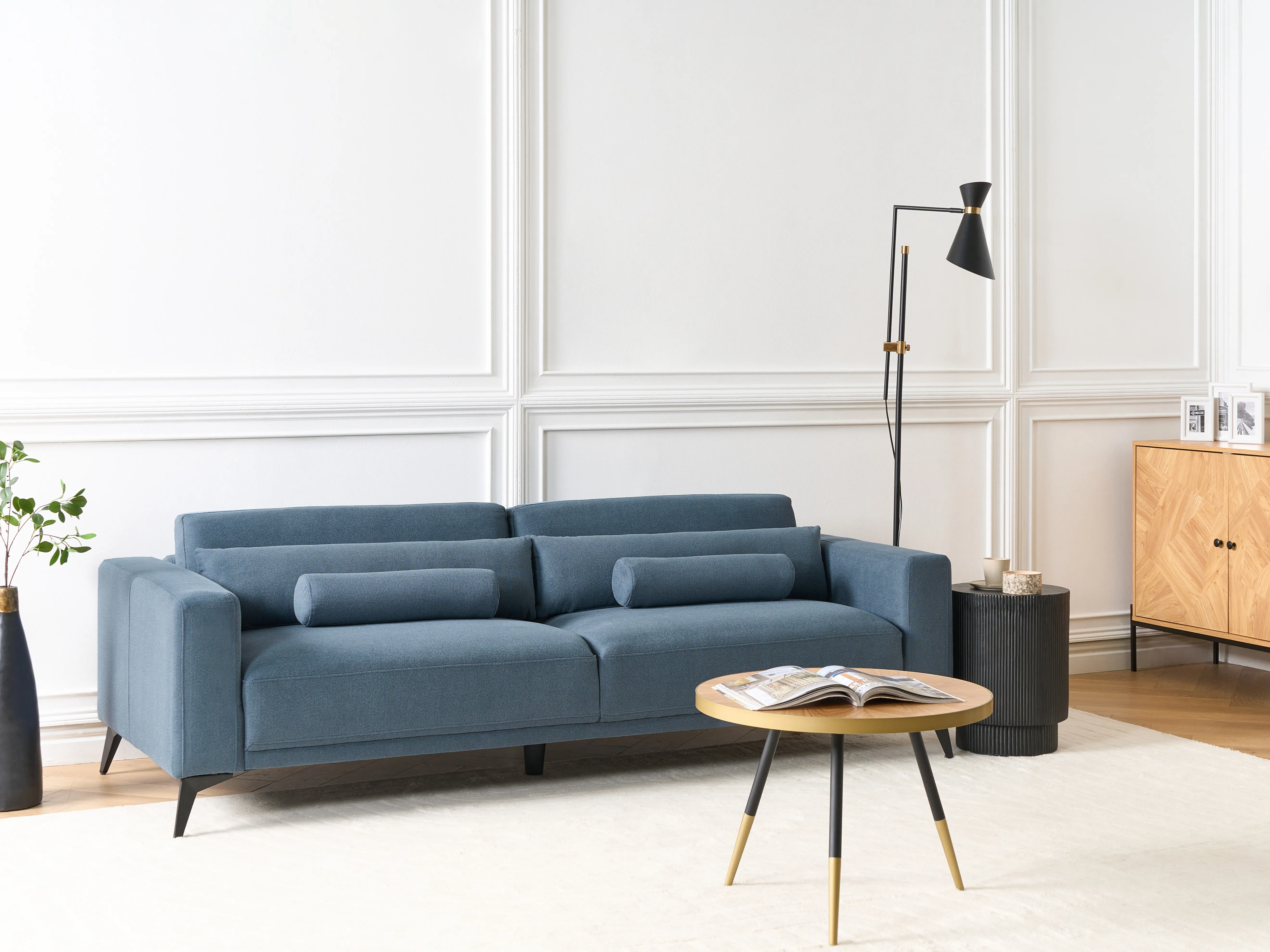 Bank 3-zits ANGE Stof Blauw