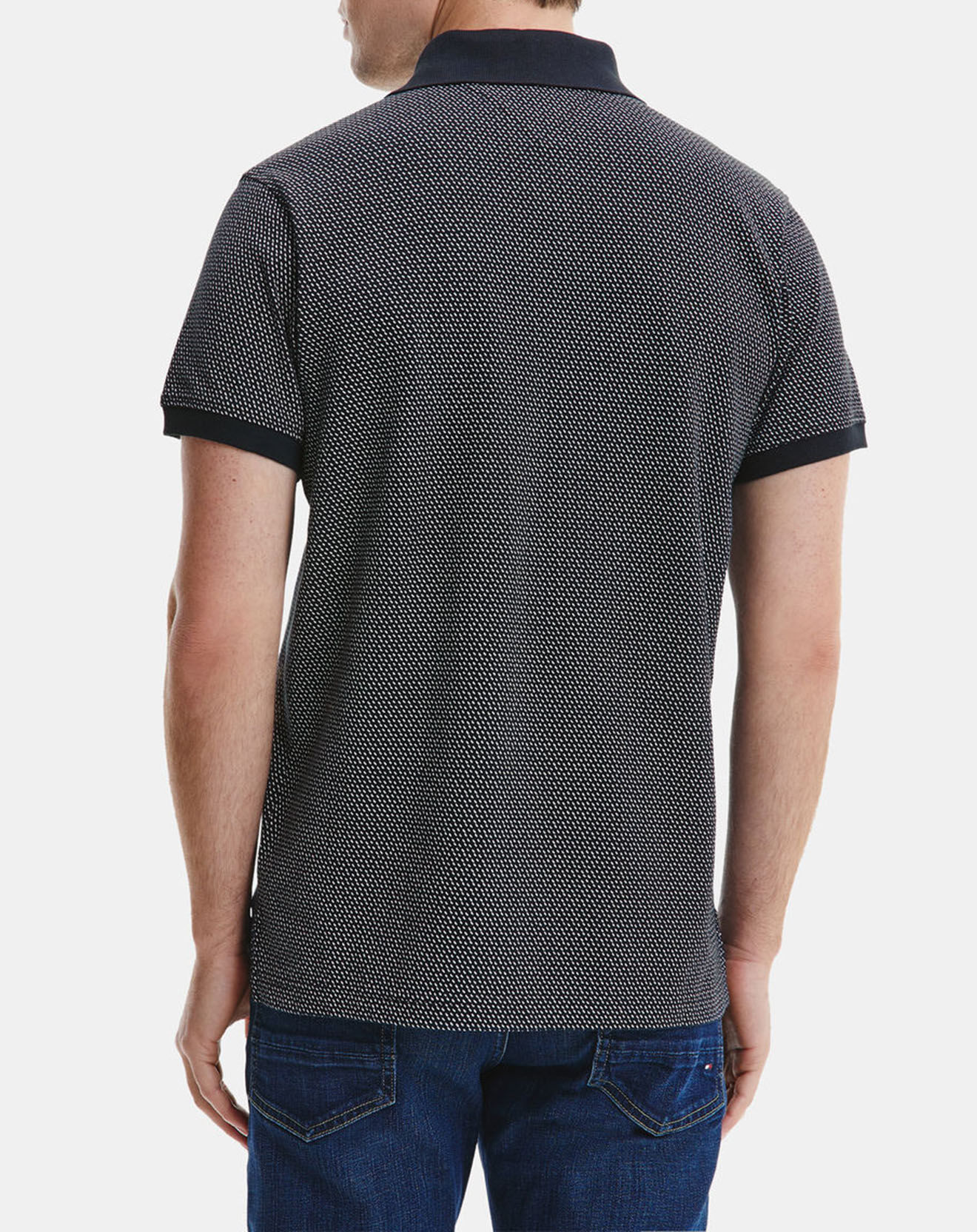 Tommy Hilfiger Polo slim Micro Print bleu marine